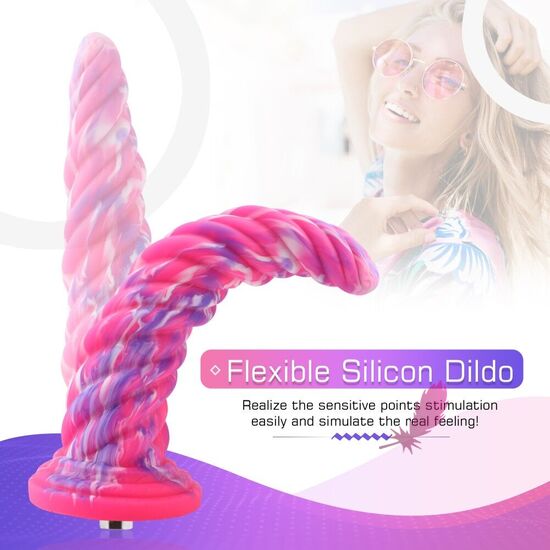 Фантазійна насадка для секс-машин Hismith 10.12″ Silicone Dildo rose Monster Series - фото4