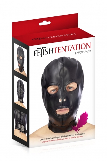 Закрытая маска Fetish Tentation Open mouth and eyes BDSM hood - фото1