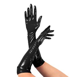 Глянцевые виниловые перчатки черного цвета Art of Sex - Lora