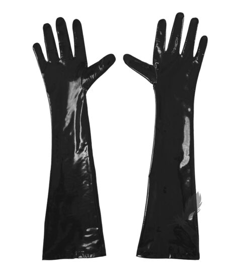Глянцеві вінілові рукавички чорного кольору Art of Sex – Lora - фото1