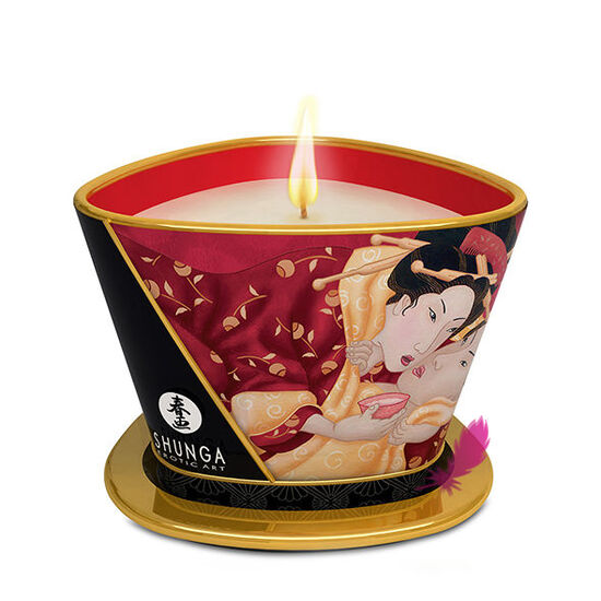 Свічка для масажу Shunga з ароматом полуничного шампанського - фото1