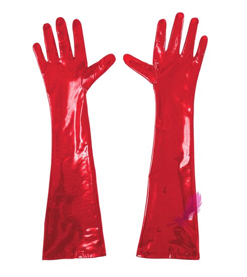 Глянцеві вінілові рукавички червоного кольору Art of Sex - Lora - фото1