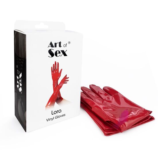 Глянцевые виниловые перчатки красного цвета Art of Sex - Lora - фото2