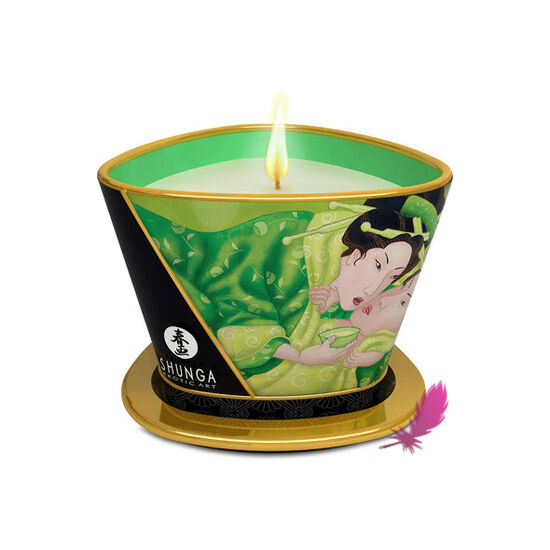Свічка для масажу Shunga з ароматом зеленого чаю - фото1