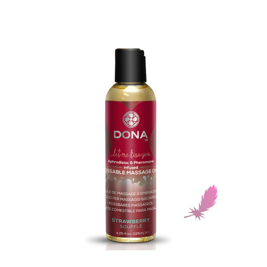 Вкусное массажное масло DONA Kissable Massage Oil, 110 мл - клубника - фото0