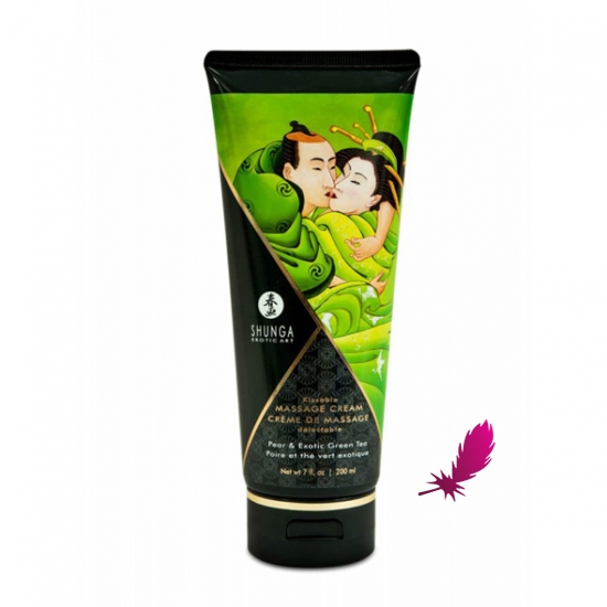 Їстівний масажний крем Shunga Kissable Massage Cream груша-зелений чай - фото0