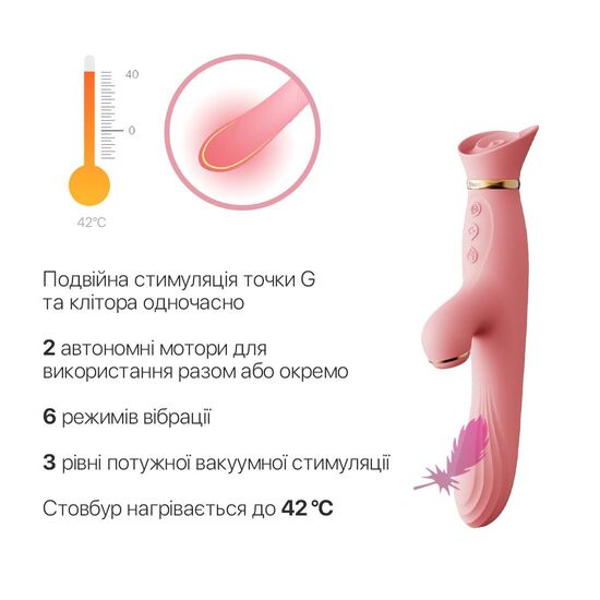 Вибратор кролик с вакуумной стимуляцией и пульсацией Zalo Rose Thruster - фото3