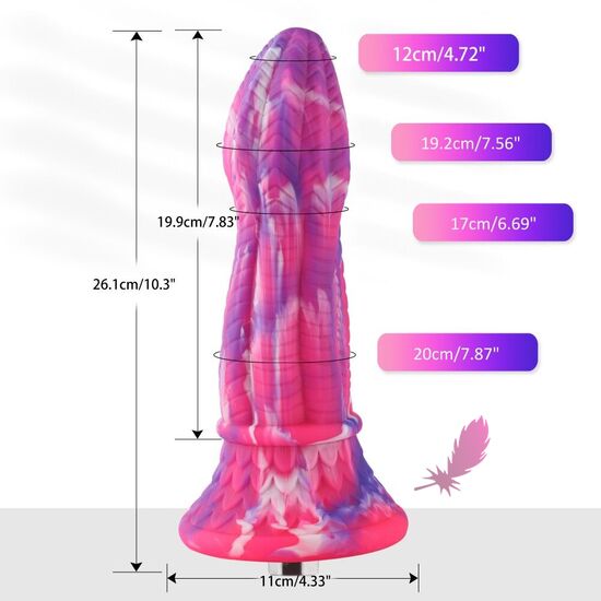 Фантазійна насадка для секс-машин Hismith 10.3″ Silicone Monster Dildo Series - фото4