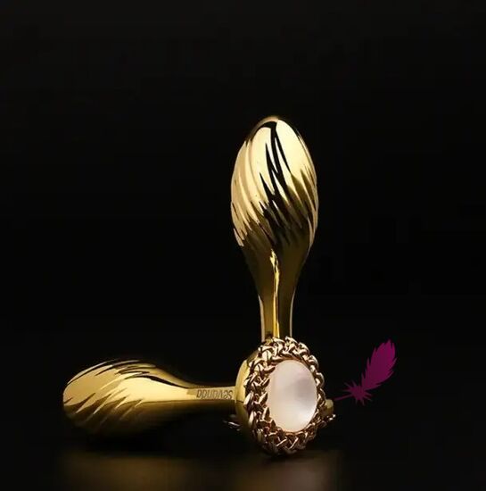 Золота анальна пробка з камінцем Lockink Sevanda Rosa - фото1