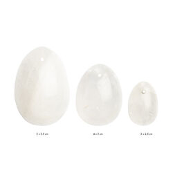 Набор вагинальных яиц из натурального камня Yoni Egg Белый кварц (L-M-S)