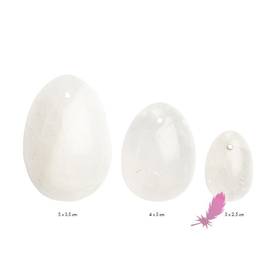 Набір вагінальних яєць з натурального каменю Yoni Egg Білий Кварц (S-M-L) - фото0