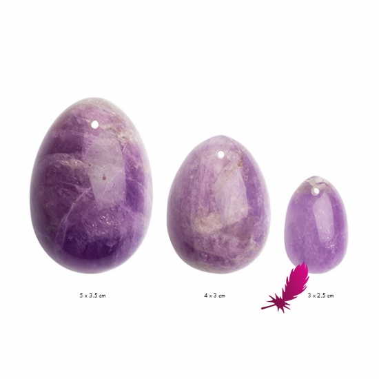 Набір вагінальних яєць з натурального каменю Yoni Egg Аметист (L-M-S) - фото0