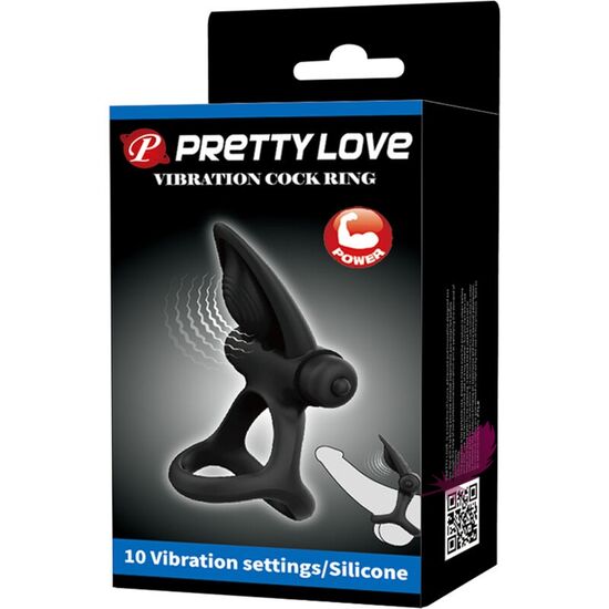 Эрекционное виброкольцо с двойной фиксацией Pretty Love Vibration Cock Ring - фото6