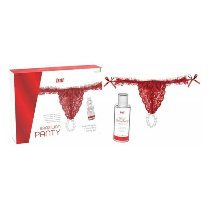 Трусики с жемчужным кольцом и лубрикантом Intt BRAZILIAN PANTY