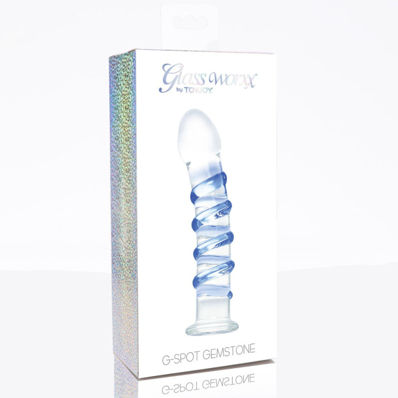 Стеклянный фаллоиммитатор с ребрышками Glass Worxx G-Spot Gemstone