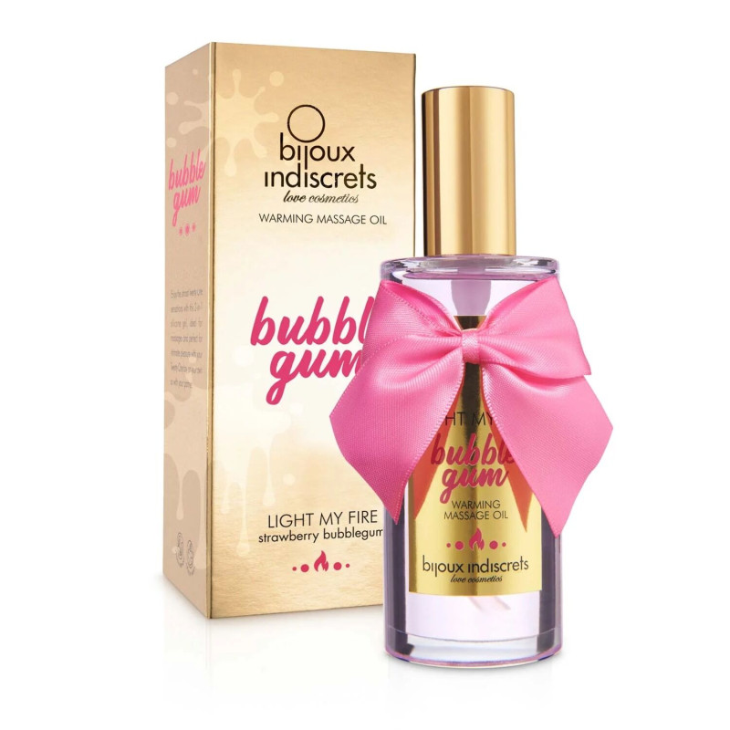 Зігріваюча масажна олія Bijoux Light My Fire полунична жуйка