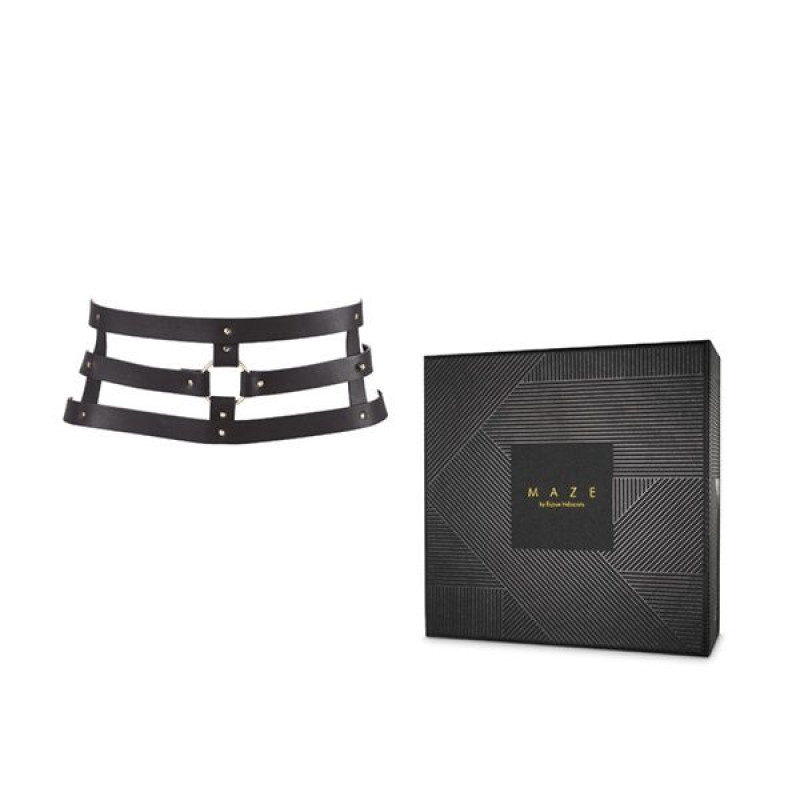 Портупея Bijoux Indiscrets MAZE - Wide Belt and Restraints Black