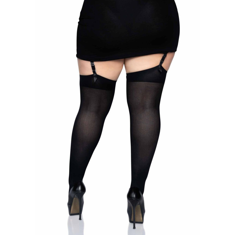 Плотный непрозрачные чулки Leg Avenue Black plus size