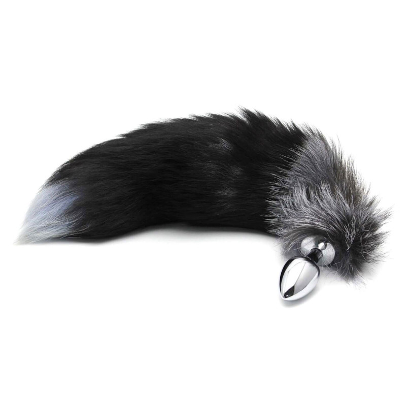 Металева анальна пробка Лисячий хвіст Alive Black And White Fox Tail