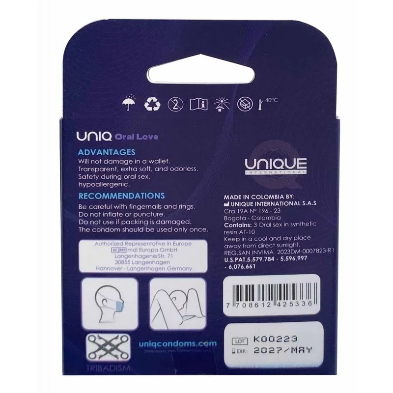 Безлатексные оральные маски UNIQ 3шт