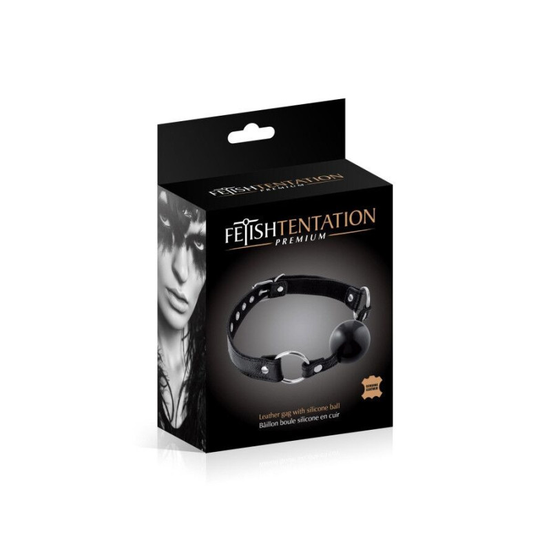 Кляп Fetish Tentation Premium Leather gag with silicone ball