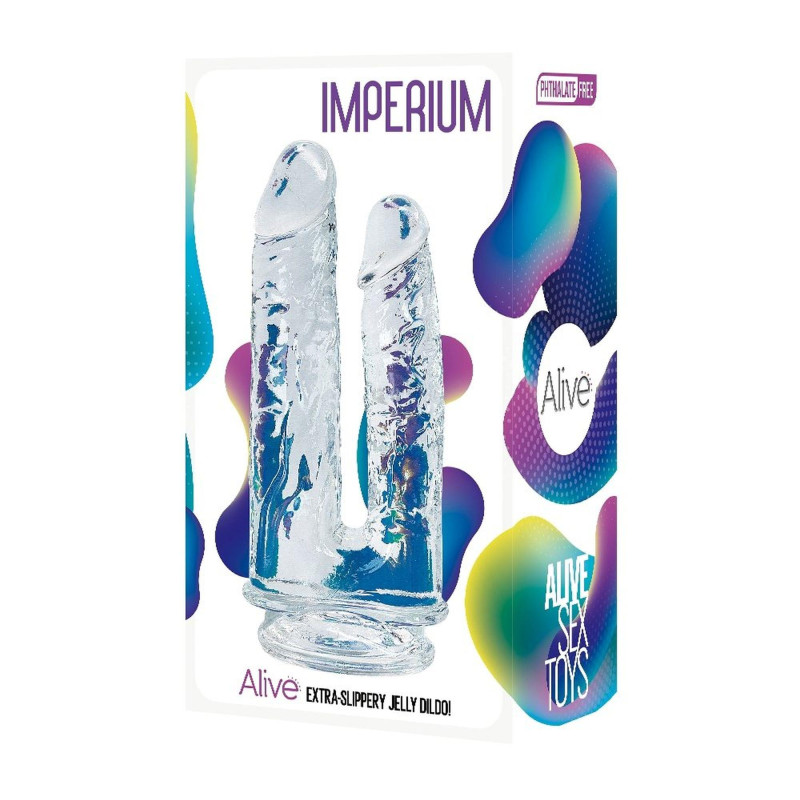 Прозорий фалоімітатор Alive Imperium Jelly Dildo для подвійного проникнення Прозорий фалоімітатор Alive Imperium Jelly Dildo для подвійного проникнення