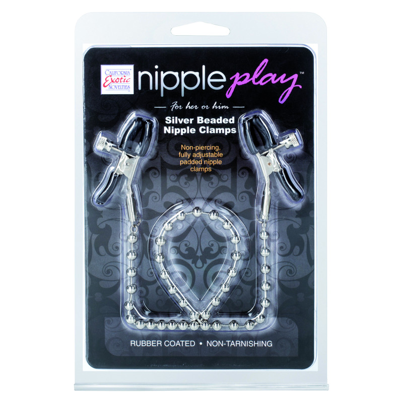 Зажимы для сосков с подвеской CalExotics Play Silver Beaded