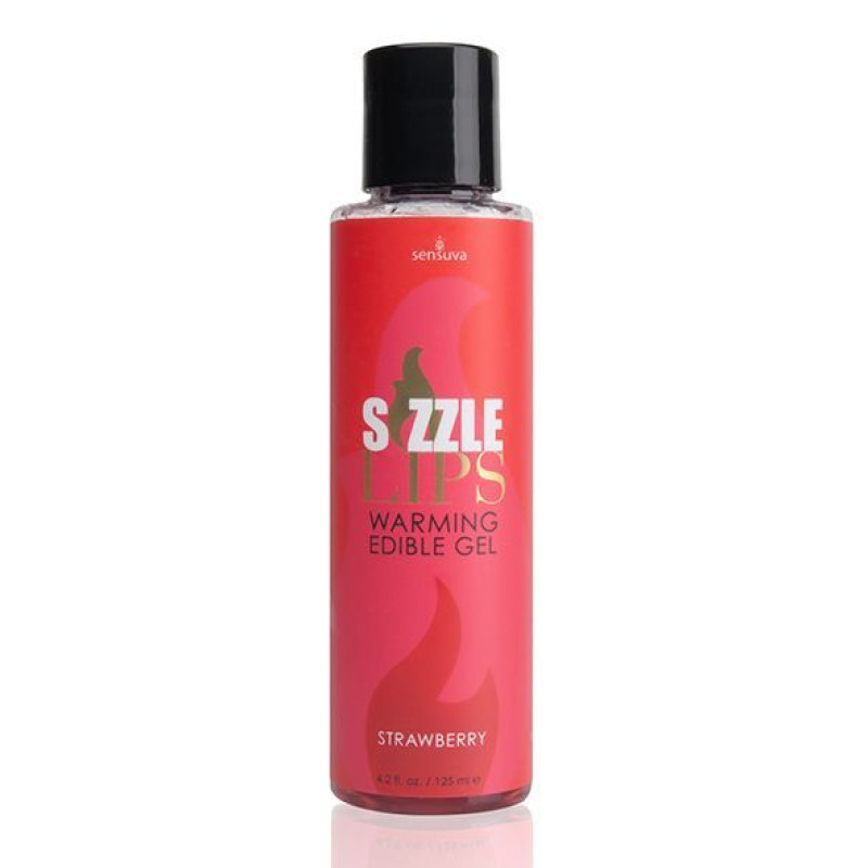 Съедобный согревающий гель для интимного массажа Sensuva Sizzle Lips клубника