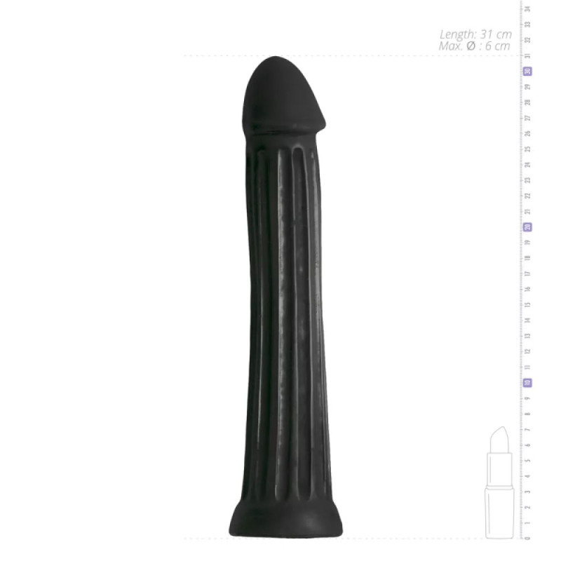 Великий ребристий фалоімітатор All Black XXL Dildo