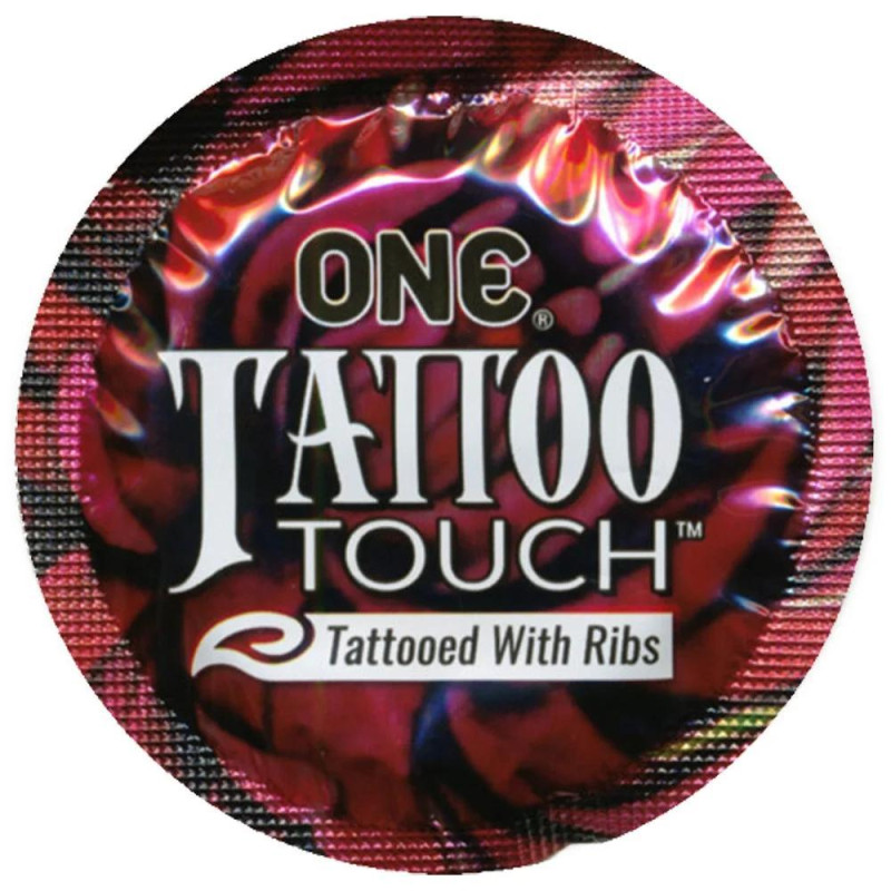 Презерватив ONE Tattoo Touch кольорові з тату-малюнком