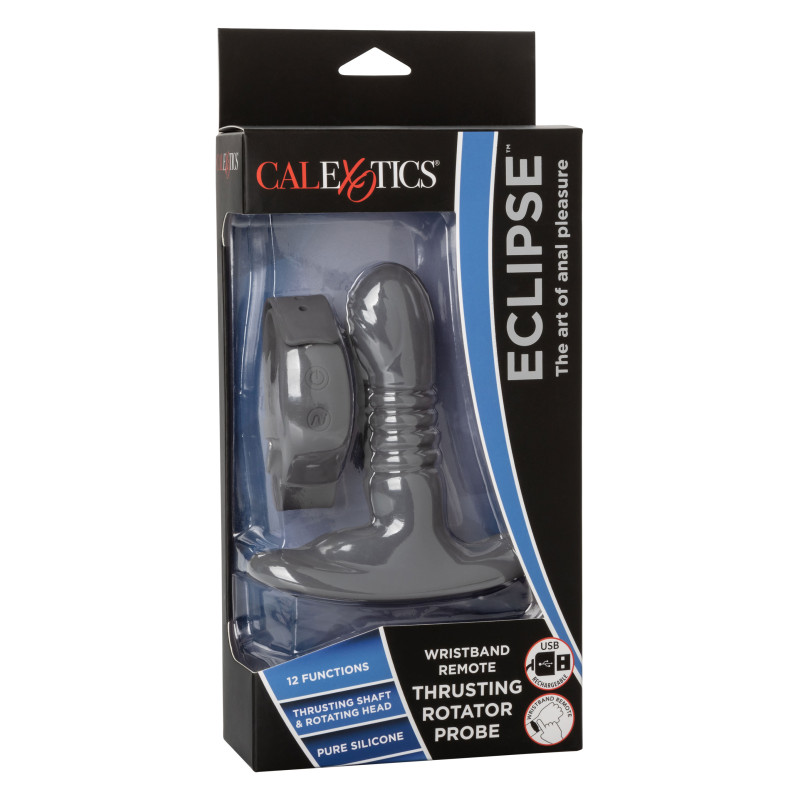Массажер простаты с пультом ДУ Calexotics Eclipse Wristband Remote Thrusting Rotator Probe