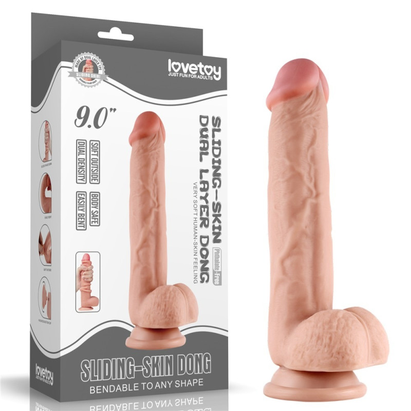 Реалистичный фаллоимитатор с подвижной кожей LoveToy Sliding Skin