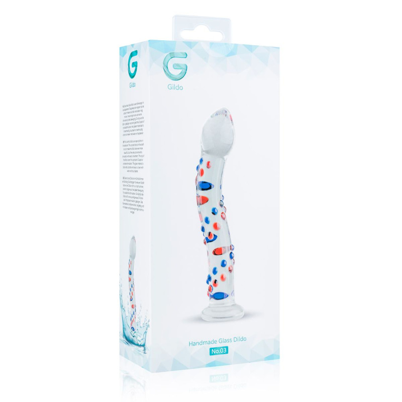 Скляний фалоімітатор з кольоровим рельєфом Gildo Glass Dildo No. 3