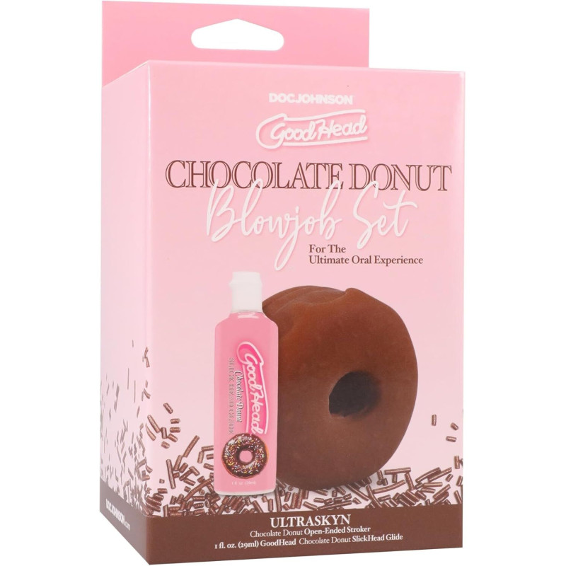 Набір з відкритим мастурбатором для мінету Doc Johnson GoodHead Chocolate Donut Blowjob Set