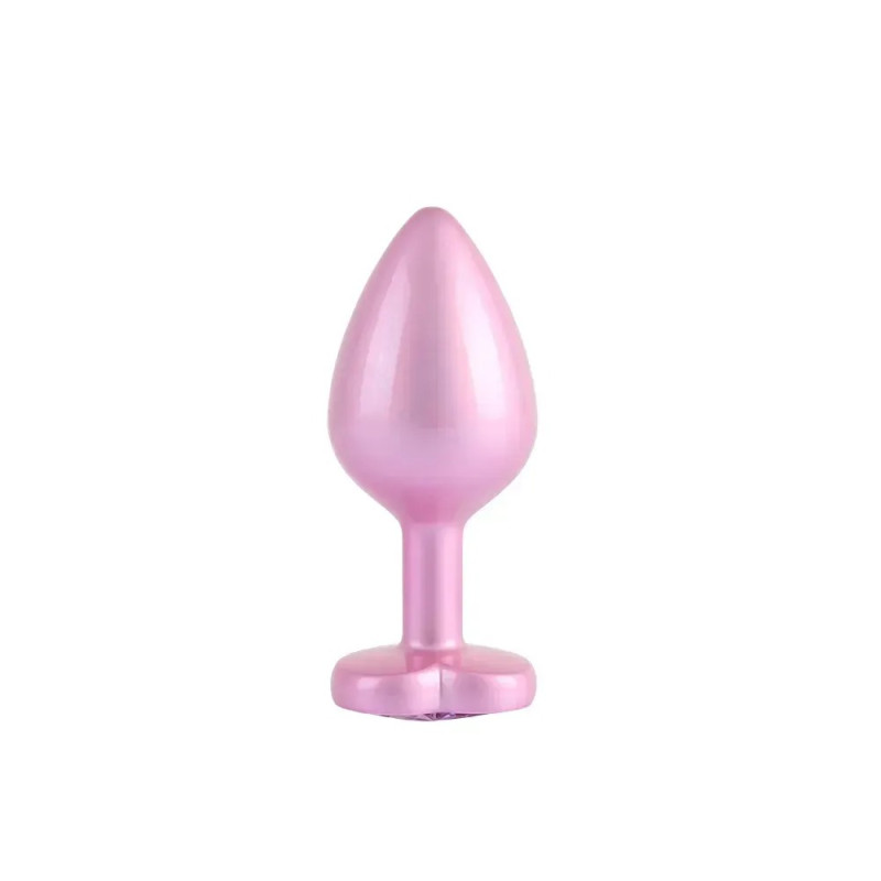 Анальная розовая пробка с камнем в виде сердца CHISA MATRIX MONT