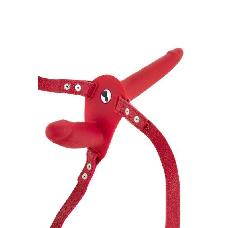 Двойной страпон с вибрацией Fetish Tentation Vibrating Strap-On