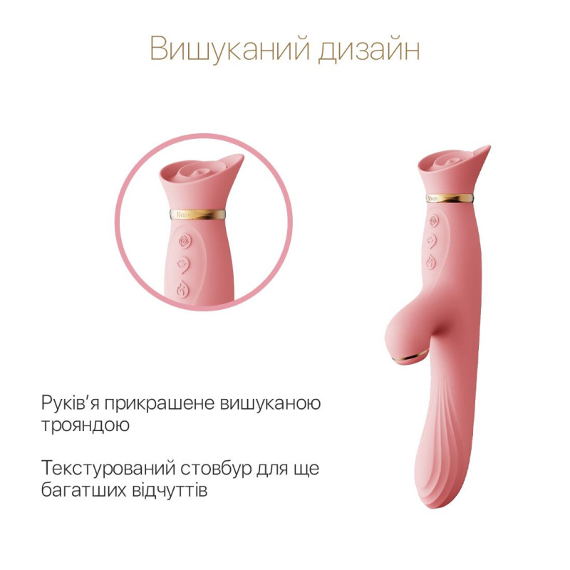 Вібратор кролик з вакуумною стимуляцією та пульсацією Zalo Rose Thruster
