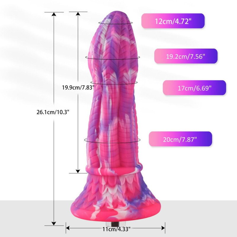 Фантазійна насадка для секс-машин Hismith 10.3″ Silicone Monster Dildo Series