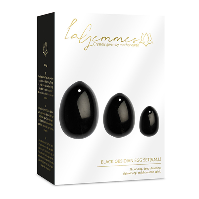 Вагiнальне яйце з натурального каменю Yoni Egg Обсидіан (L-M-S)