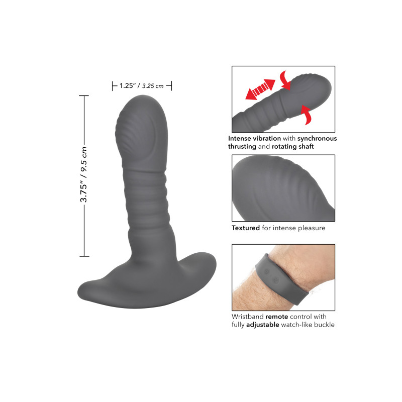 Массажер простаты с пультом ДУ Calexotics Eclipse Wristband Remote Thrusting Rotator Probe