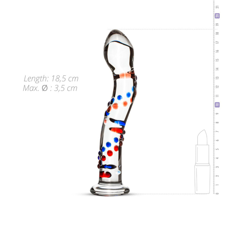 Скляний фалоімітатор з кольоровим рельєфом Gildo Glass Dildo No. 3