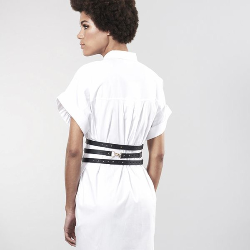Портупея Bijoux Indiscrets MAZE - Wide Belt and Restraints Black