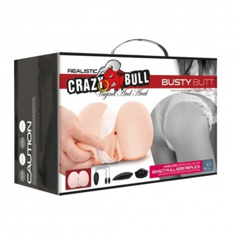 Реалистичный мастурбатор полуторс два входа с вибрацией Crazy Bull Busty Butt