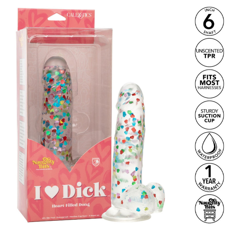 Фалоімітатор напівпрозорий Naughty Bits I Love Dick Heart Filled