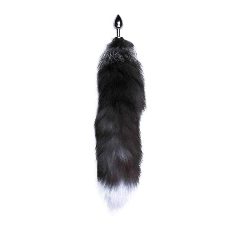 Металева анальна пробка Лисячий хвіст Alive Black And White Fox Tail