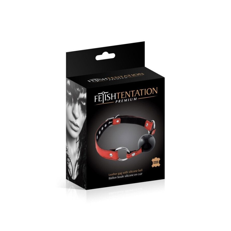 Кляп Fetish Tentation Premium Leather gag with silicone ball