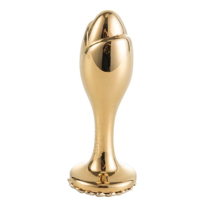 Золота анальна пробка з камінцем Lockink Sevanda Rosa