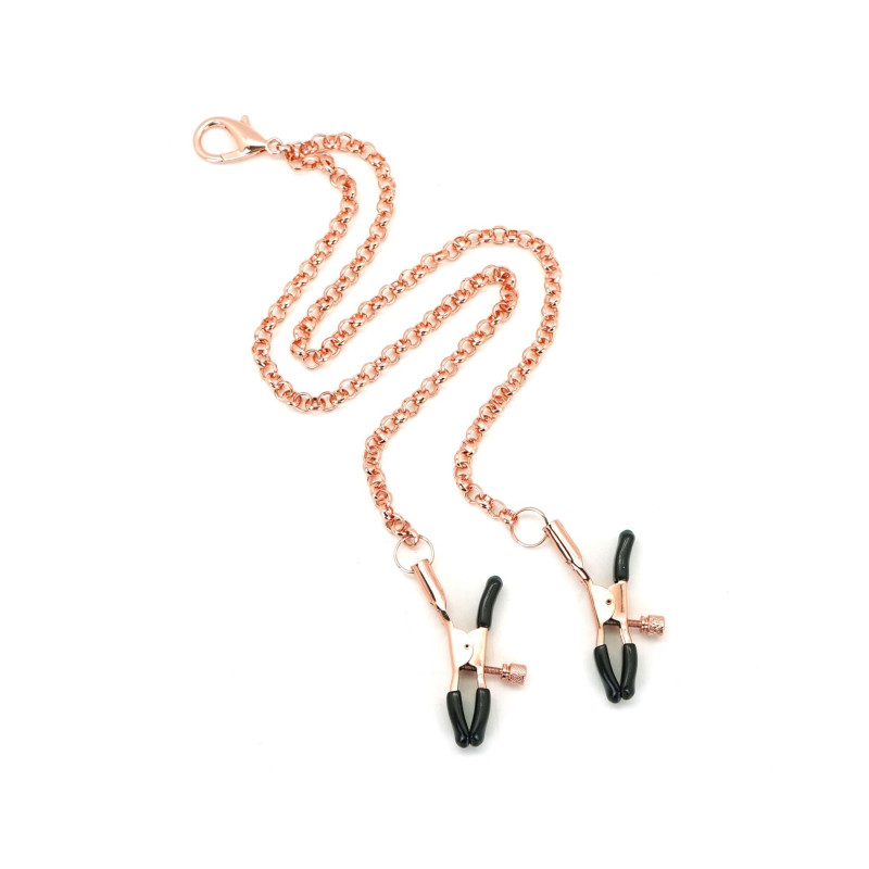 Ошейник с зажимами Liebe Seele Rose Gold Memory Collar with Nipple Clamps