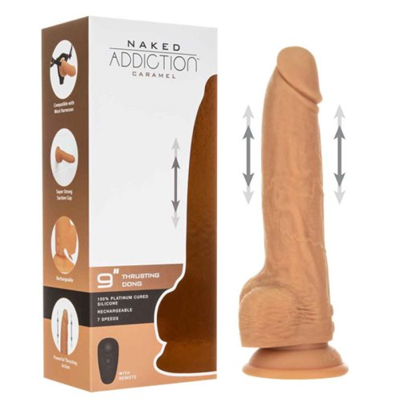 Реалістичний фалоімітатор з вібрацією та фрикціями Naked Addiction Thrusting Dong 9”