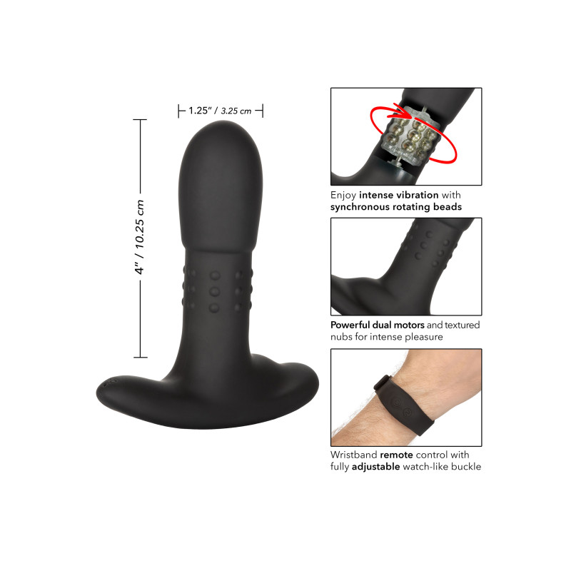 Массажер простаты с пультом ДУ CalExotics Eclipse Wristband Remote Beaded Probe